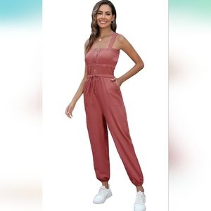 Casual Jumpsuit Square Collar with Pockets